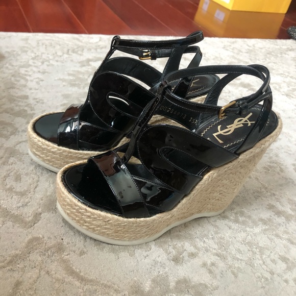 YSL black patent leather espadrille wedges - Picture 2 of 5